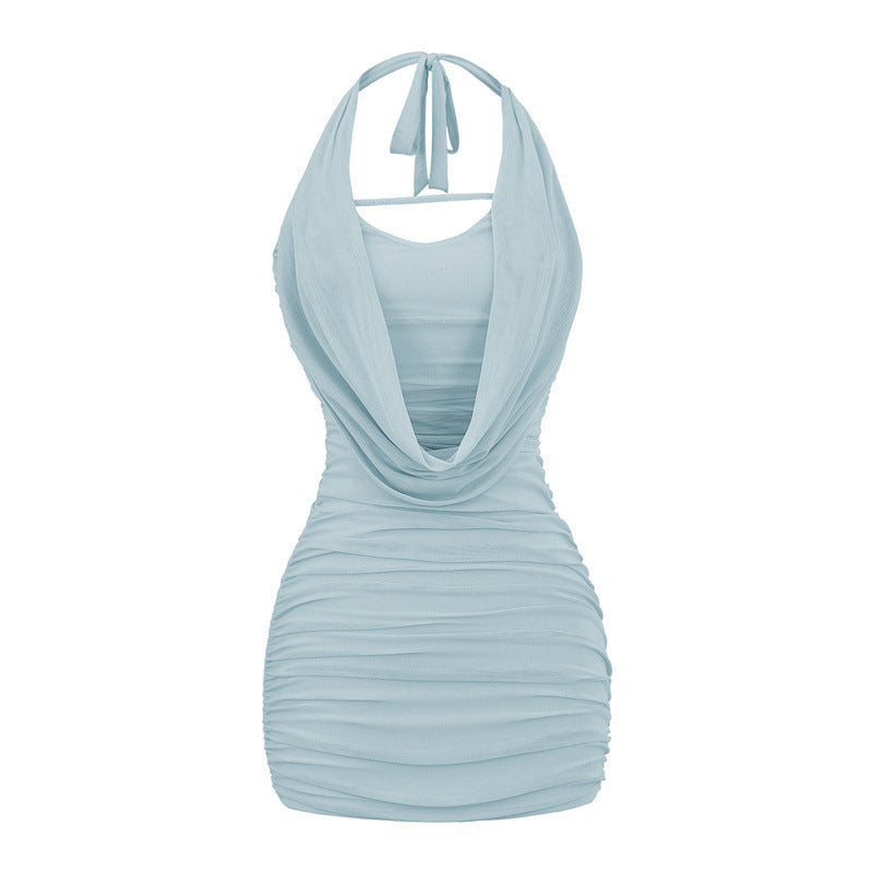 Mesh Halter Spaghetti Straps Dress Women