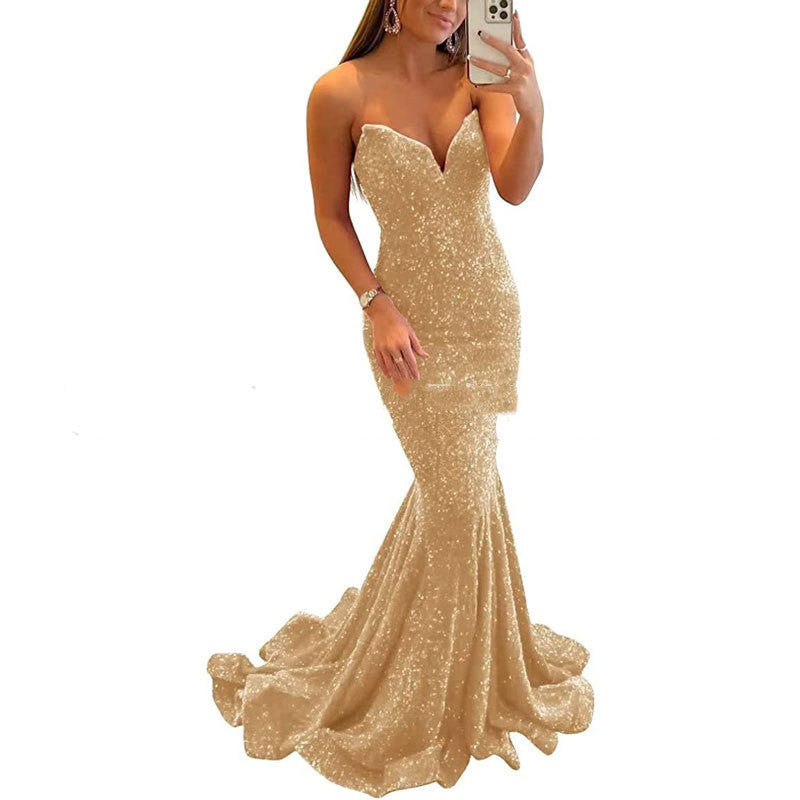 Mele Sequin Evening Dresses For Women Formal Sexy Long Prom Party Gowns