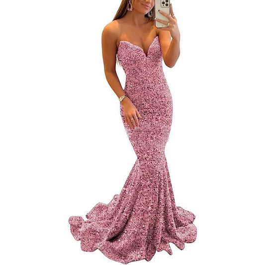 Brigitte Sequin Formal Sexy Long Prom Party Gowns