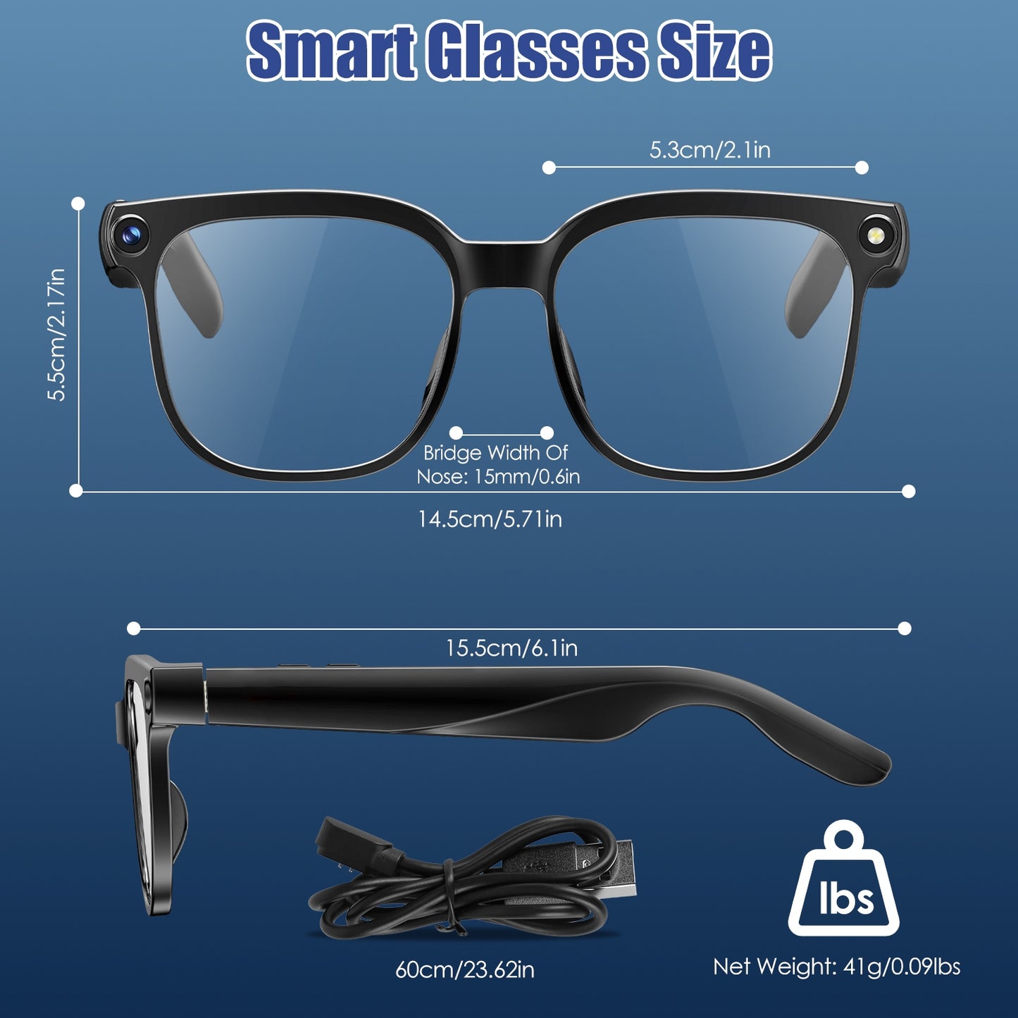 1Pc AI Smart Glasses With Camera And Audio 8MP HD1080P Real Time Translation 139 Languages Voice Assistant AI Photo Recognition Music Playback & Hands-Free Calling For Travel Meeting Vlog